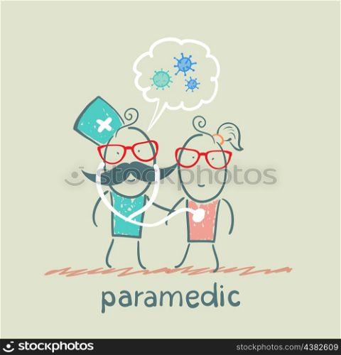 paramedic stethoscope listens to the patient says about bacteri