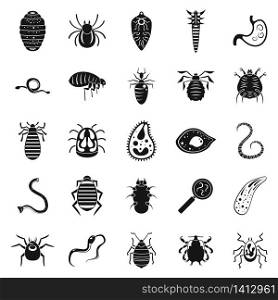 Parasite bug icons set. Simple set of parasite bug vector icons for web design on white background. Parasite bug icons set, simple style