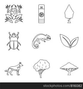 Parasite icons set. Outline set of 9 parasite vector icons for web isolated on white background. Parasite icons set, outline style