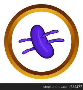 Parasite or virus vector icon in golden circle, cartoon style isolated on white background. Parasite or virus vector icon