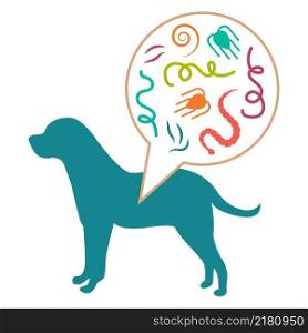 parasites in dog, Intestinal worm, animal care, vector illustration. types of cat and dog parasites. Intestinal worm