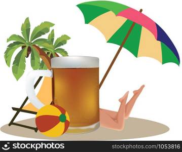 parasol beer female sun deckchair balls