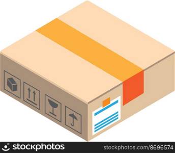 parcel box illustration in 3D isometric style isolated on background