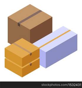 Parcel boxes icon. Isometric of parcel boxes vector icon for web design isolated on white background. Parcel boxes icon, isometric style