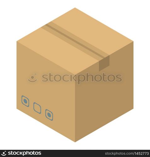Parcel carton box icon. Isometric of parcel carton box vector icon for web design isolated on white background. Parcel carton box icon, isometric style