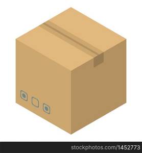 Parcel carton box icon. Isometric of parcel carton box vector icon for web design isolated on white background. Parcel carton box icon, isometric style