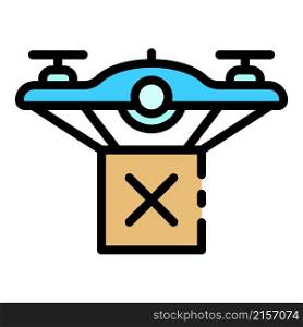 Parcel drone delivery icon. Outline parcel drone delivery vector icon color flat isolated. Parcel drone delivery icon color outline vector
