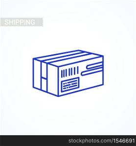 Parcel icon. Delivery box, cardboard outline style icon on white background. Post services, delivery. Vector illustration. Parcel icon. Delivery box, cardboard flat style colored icon on white background. Post services, delivery.