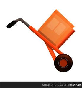 Parcel on cart icon. Cartoon of parcel on cart vector icon for web design isolated on white background. Parcel on cart icon, cartoon style
