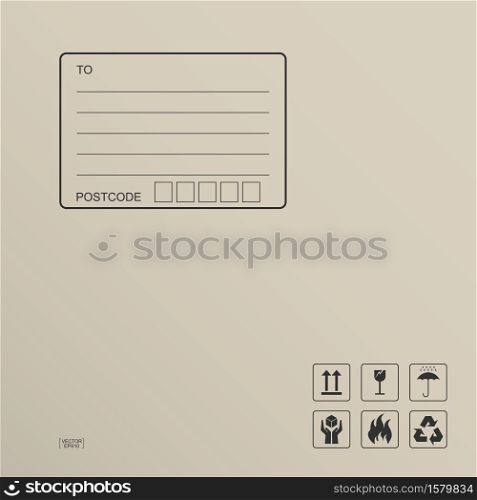 Parcel paper background with area for delivery address. Abstract background for online shopping. Vector illustration.