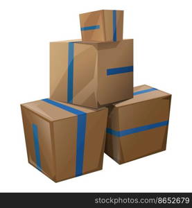Parcel stack icon cartoon vector. Mail bag. Postal person. Parcel stack icon cartoon vector. Mail bag