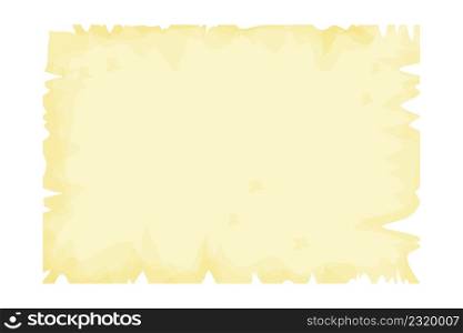 Parchment paper, papyrus, empty frame, blank in cartoon style detailed isolated on white background stock vector illustration. Textured ui asset, medieval, antique element. Vector illustration