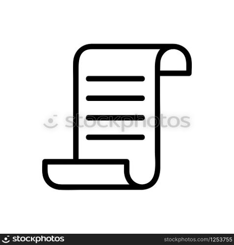 parchment paper scroll icon vector. Thin line sign. Isolated contour symbol illustration. parchment paper scroll icon vector. Isolated contour symbol illustration