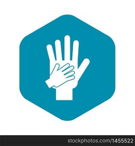 Parent and child hands together icon. Simple illustration of parent and child hands vector icon for web design. Parent and child hands together icon, simple style