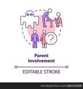Parent involvement concept icon. Process interference. Problem in public schools abstract idea thin line illustration. Isolated outline drawing. Editable stroke. Arial, Myriad Pro-Bold fonts used. Parent involvement concept icon