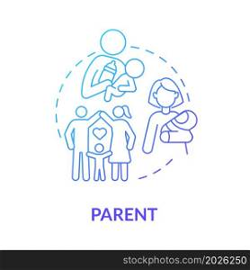 Parent position in society blue gradient concept icon. Social participation. Father mother in community. Family engagement abstract idea thin line illustration. Vector isolated outline color drawing. Parent position in society blue gradient concept icon