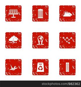 Parent state icons set. Grunge set of 9 parent state vector icons for web isolated on white background. Parent state icons set, grunge style