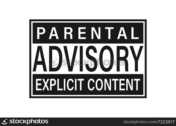 Parental advisory label text. Icon vector flat illustration