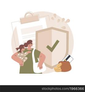 Parental allowance abstract concept vector illustration. Parental leave, home with child, seeking work, payment for mother, maternity capital, single mom, pocket money, alimony abstract metaphor.. Parental allowance abstract concept vector illustration.