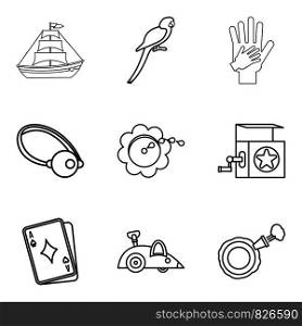 Parental icons set. Outline set of 9 parental vector icons for web isolated on white background. Parental icons set, outline style