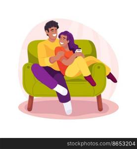 Parents alone time isolated cartoon vector illustration. Couple sitting together after children went to bed, leisure time together, family daily routine, parents having rest vector cartoon.. Parents alone time isolated cartoon vector illustration.