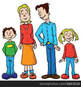 parents and kids cartoon illustration