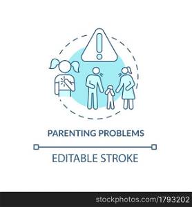 Parents quarreling concept icon. Emotional distruction. Family conflict abstract idea thin line illustration. Suffering child. Vector isolated outline color drawing. Editable stroke. Parents quarreling concept icon