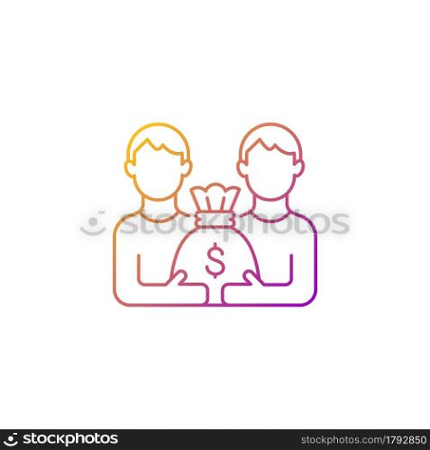 Pari mutuel prize gradient linear vector icon. Dividing prize between same tier winners. Parimutuel betting. Thin line color symbols. Modern style pictogram. Vector isolated outline drawing. Pari mutuel prize gradient linear vector icon