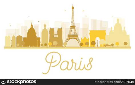 Paris City skyline golden silhouette. Vector illustration. Simple flat concept for tourism presentation, banner, placard or web site. Business travel concept. Paris isolated on white background