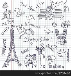 Paris doodles. French cuisine.