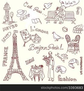 Paris doodles. French cuisine.