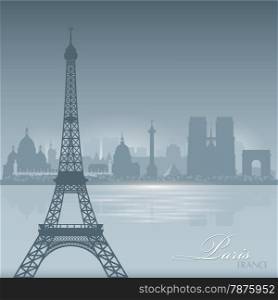 Paris France skyline city silhouette Vector illustration Background