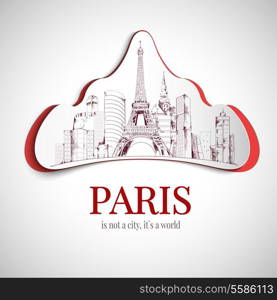 Paris world old and modern city emblem with Eiffel tower and skyscrapers vector illustration.