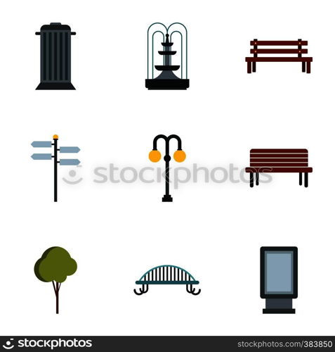 Park icons set. Flat illustration of 9 park vector icons for web. Park icons set, flat style