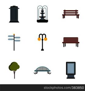 Park icons set. Flat illustration of 9 park vector icons for web. Park icons set, flat style