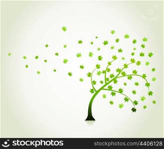 Park trees6. The foliage flies from a tree. A vector illustration
