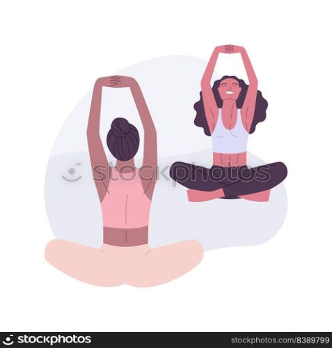 Park yoga isolated cartoon vector illustrations. Group of people do yoga in park together, urban active lifestyle, recreation day, sitting in lotus pose, stretching practice vector cartoon.. Park yoga isolated cartoon vector illustrations.