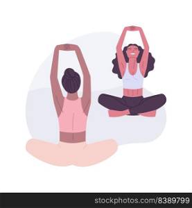 Park yoga isolated cartoon vector illustrations. Group of people do yoga in park together, urban active lifestyle, recreation day, sitting in lotus pose, stretching practice vector cartoon.. Park yoga isolated cartoon vector illustrations.
