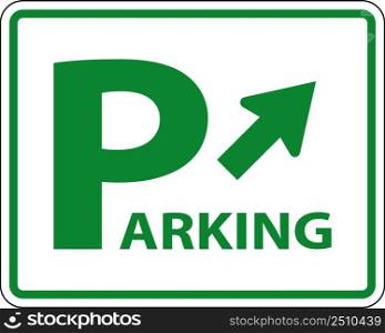 Parking Area Diagonal Arrow Sign On White Background