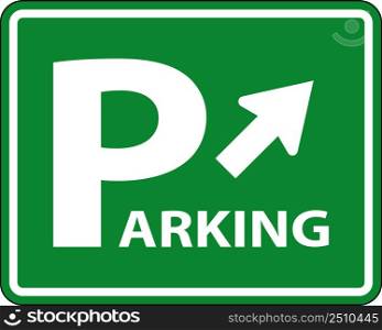 Parking Area Diagonal Arrow Sign On White Background