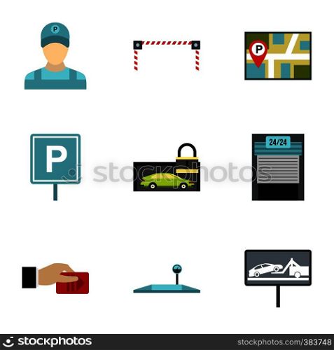 Parking area icons set. Flat illustration of 9 parking area vector icons for web. Parking area icons set, flat style