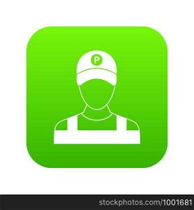 Parking attendant icon digital green for any design isolated on white vector illustration. Parking attendant icon digital green