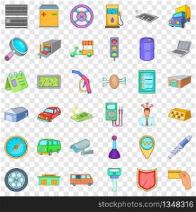 Parking auto icons set. Cartoon style of 36 parking auto vector icons for web for any design. Parking auto icons set, cartoon style
