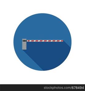 Parking barrier icon in flat style. Stop barrier on blue background.. Parking barrier icon
