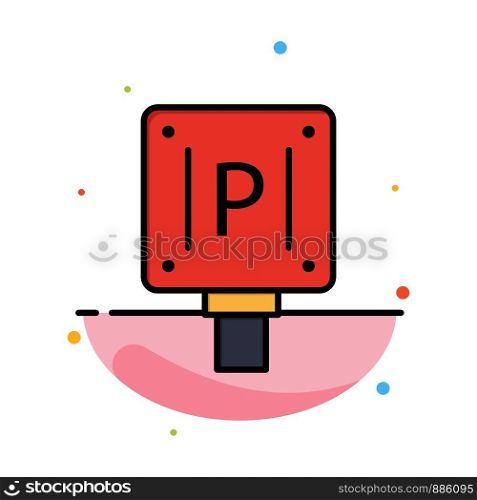 Parking, Board, Sign, Hotel Abstract Flat Color Icon Template