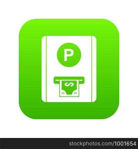 Parking fee icon digital green for any design isolated on white vector illustration. Parking fee icon digital green