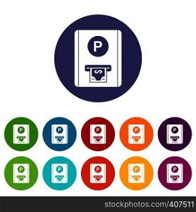 Parking fee set icons in different colors isolated on white background. Parking fee set icons