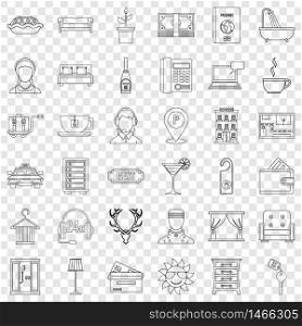Parking icons set. Outline style of 36 parking vector icons for web for any design. Parking icons set, outline style