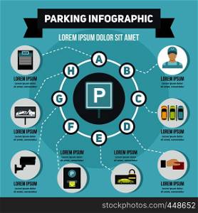 Parking infographic banner concept. Flat illustration of parking infographic vector poster concept for web. Parking infographic concept, flat style