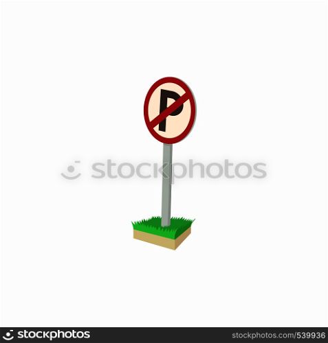 Parking is prohibited icon in cartoon style isolated on white background. Transport and service symbol. Parking is prohibited icon, cartoon style